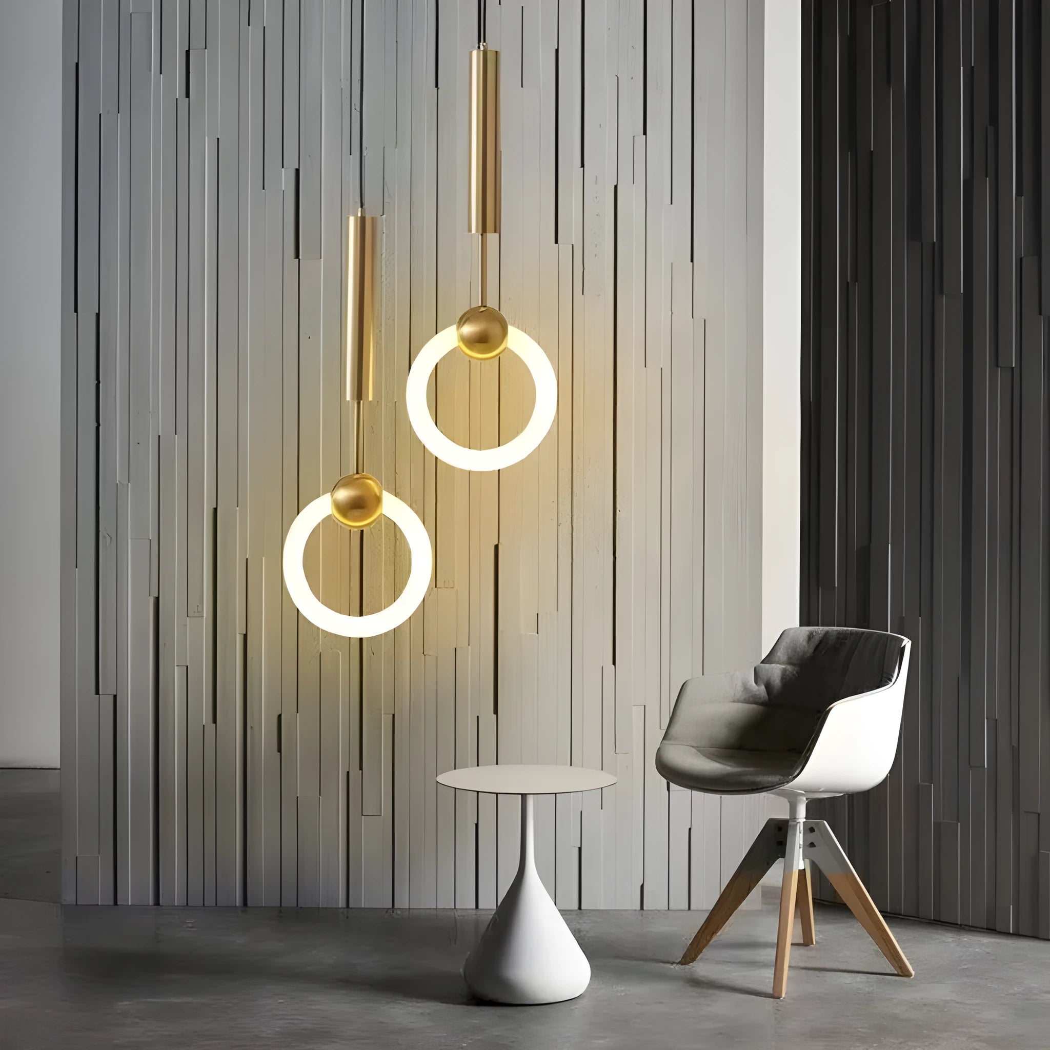 Nordic U-shaped bedroom chandelier pendant light with minimalist design and tri-colour dimming