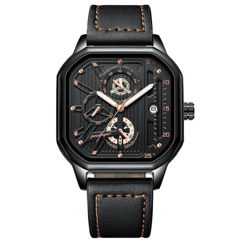 Men's sports quartz watch with 8mm thick belt-style strap in multiple colour variations