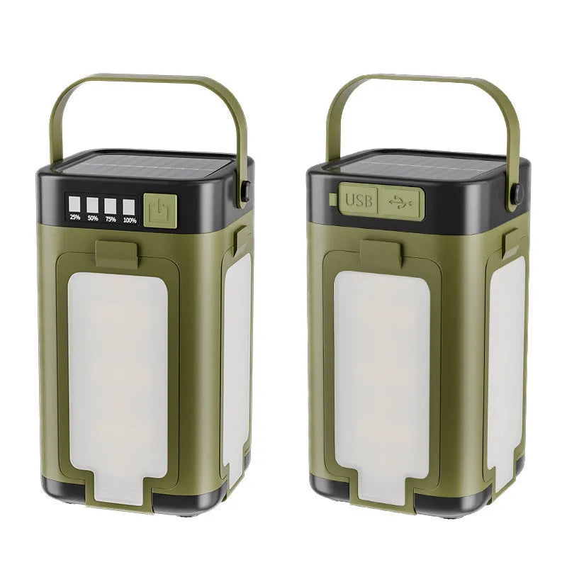 LY24 four-leaf folding belt solar camping lamp with built-in 2000 mAh battery, compact size 12x7x7 cm