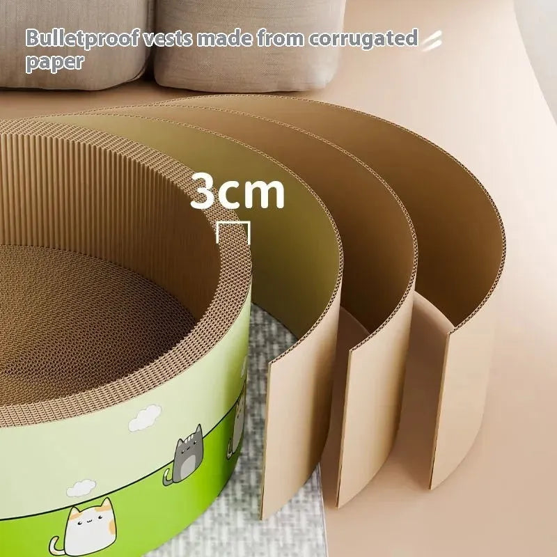Large round deep pit cat scratch board made from corrugated paper measuring 50cm diameter