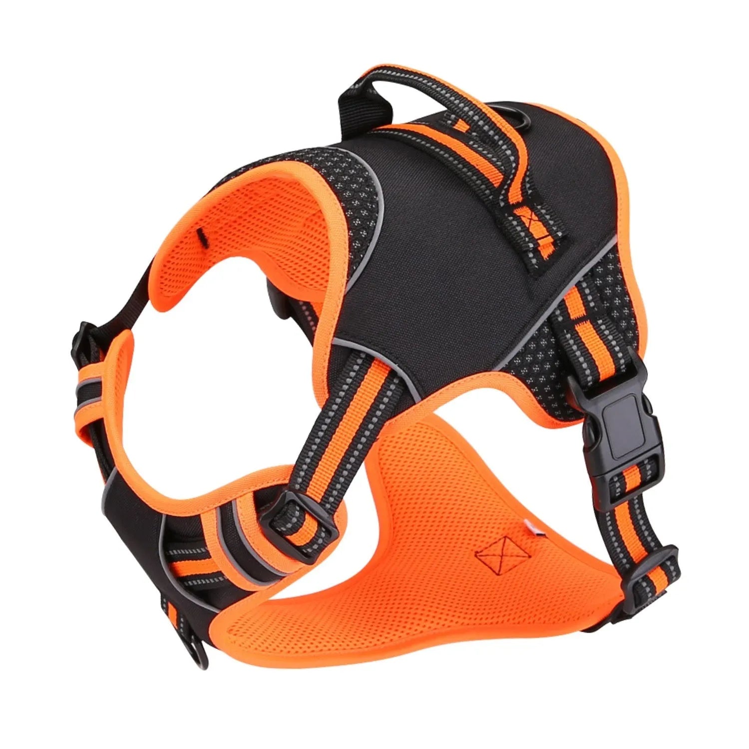 Orange and yellow polyester dog training harness with anti-breaking design for outdoor control