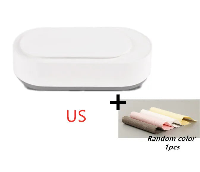 White portable ultrasonic cleaner with stainless steel tank for jewellery glasses watch cleaning