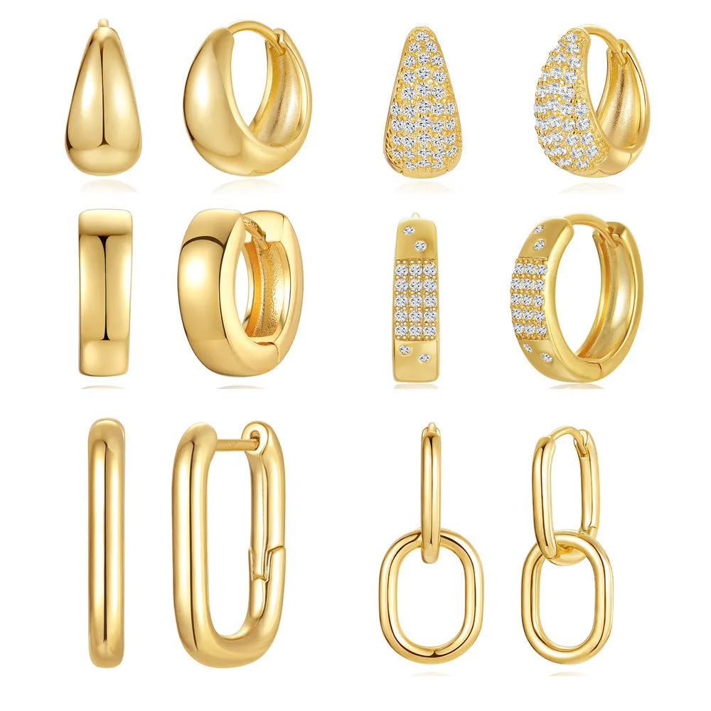 Brass diamond earclip earrings in geometric round design with golden tone colour options