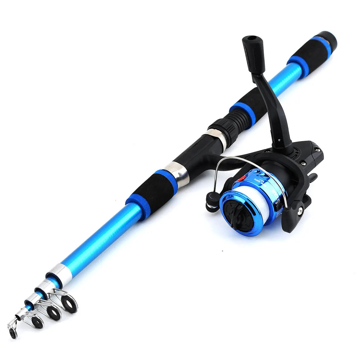 Children's fishing rod with pole and reel set in multiple colour options for beginner anglers