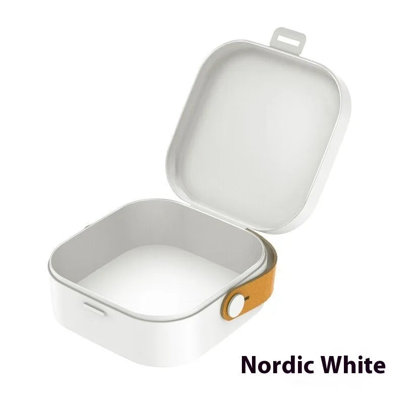 Medium polypropylene storage organiser box with lid for cables and headphones in solid colour options.