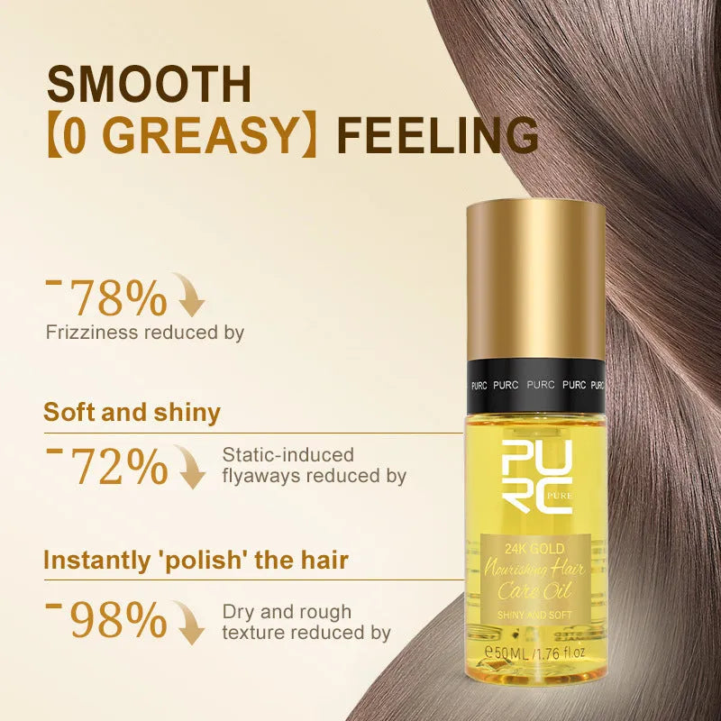 Yellow 50ml hair care essential oil bottle for scalp and frizz treatment.