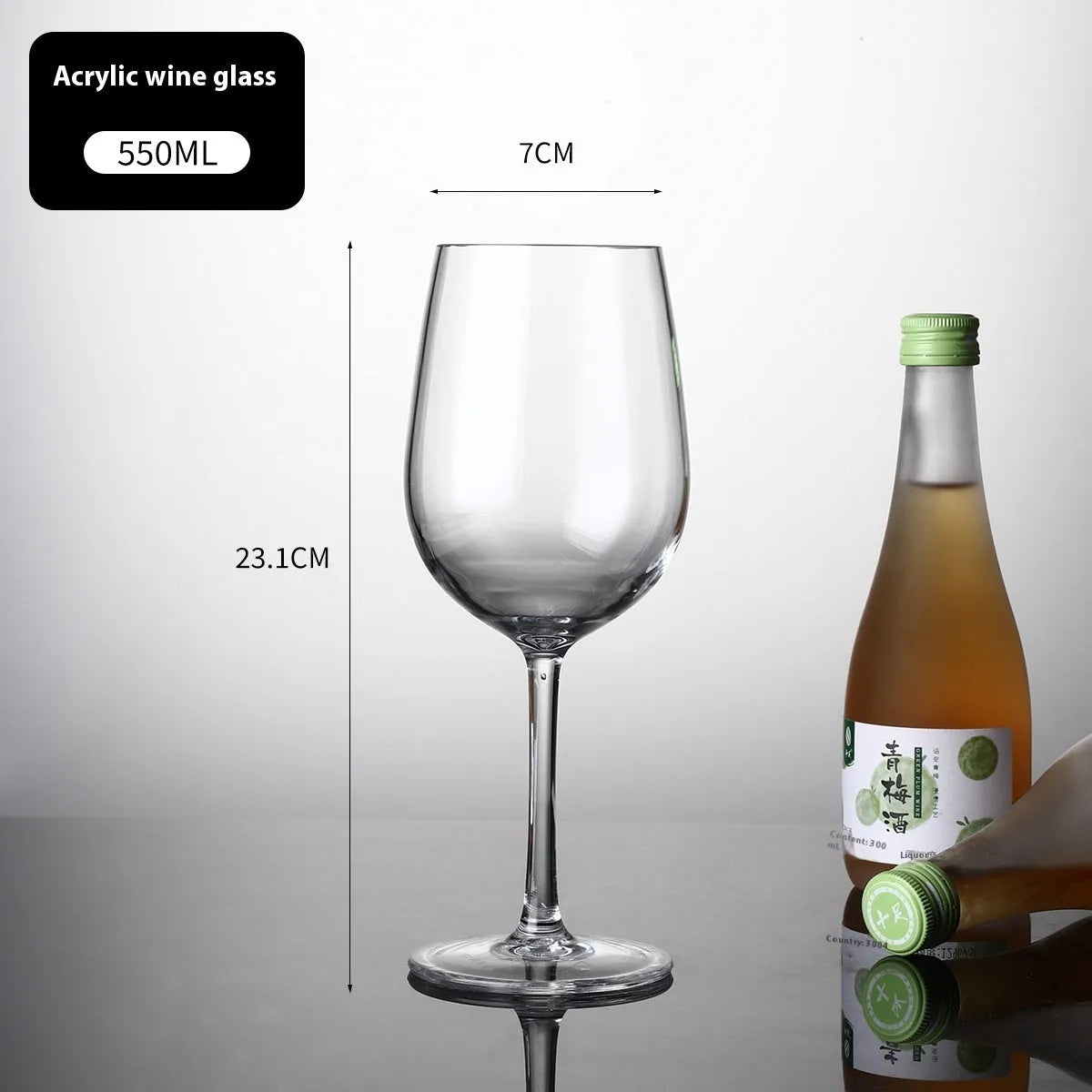 Clear PC acrylic red wine bottle for party catering in 300ml and 550ml sizes