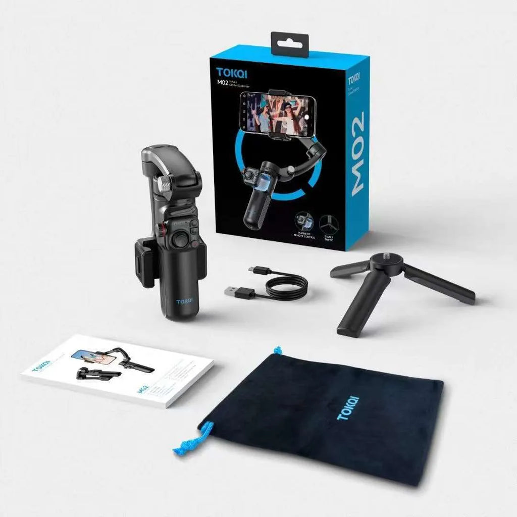 Intelligent AI three-axis head stabiliser tripod with D08 light module and ABS construction