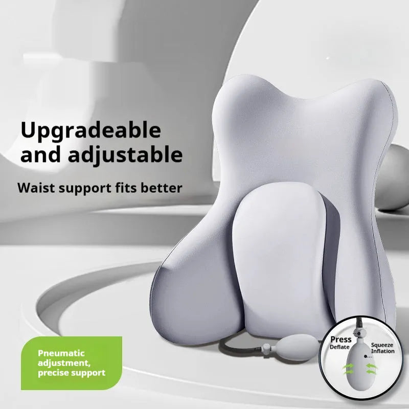 Ergonomic memory foam backrest waist pad pillow in a solid colour with removable cover.
