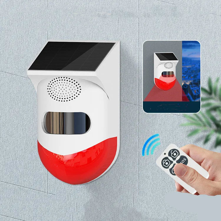 Solar-powered infrared security alarm with GSM wireless communication for outdoor property protection