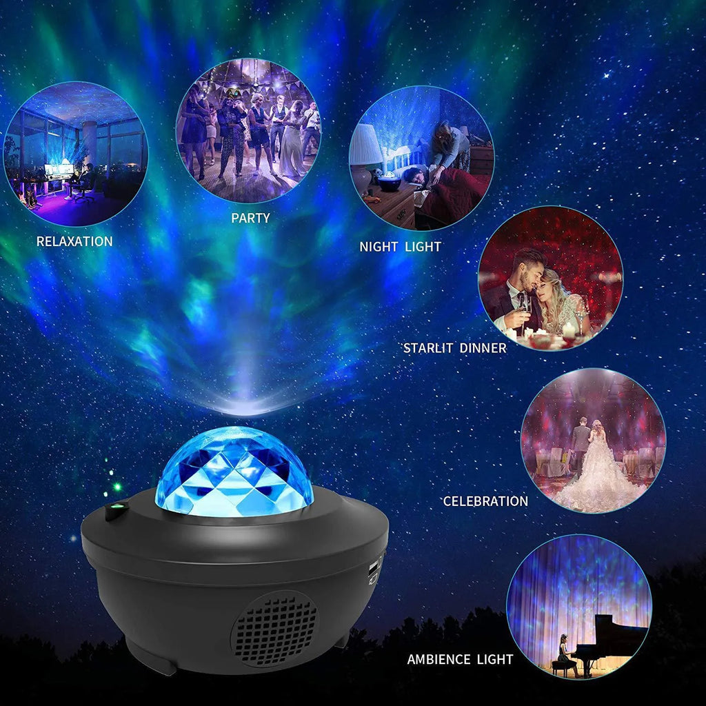 LED dream starry sky projector night light round ABS shade remote control USB charging compact 110mm