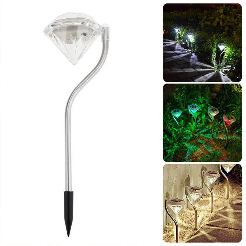 Solar powered garden diamond light with adjustable angle and poly-silicon solar panel