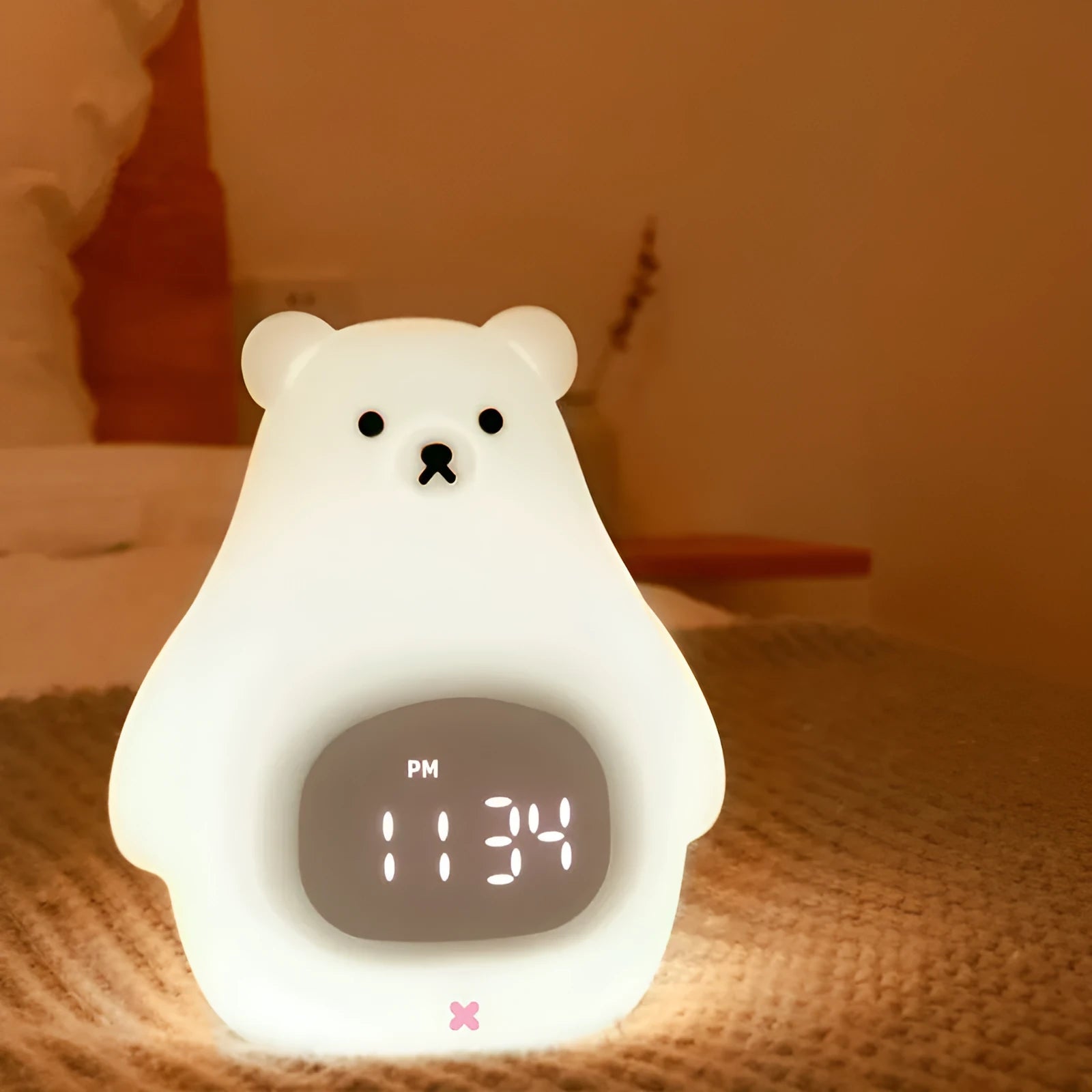 Big white bear silicone night light with remote control and timer functions