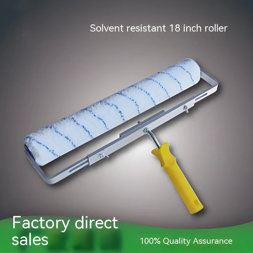 18-inch paint roller with extension handle and three brush heads in different hair lengths for wall painting