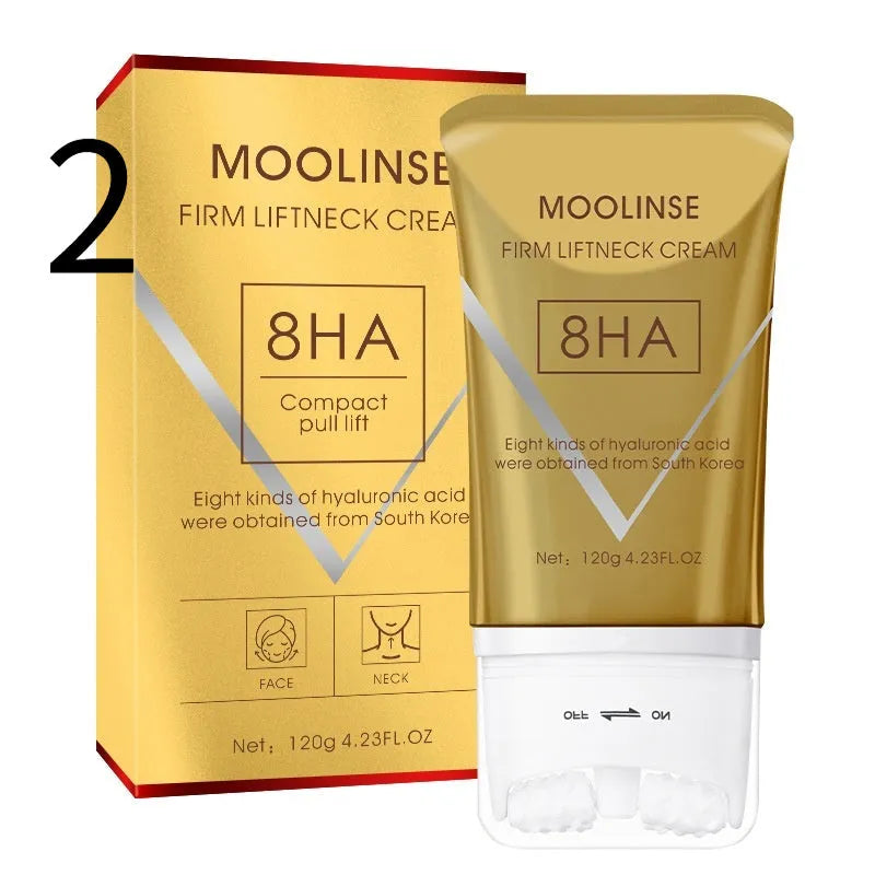 Neck moisturising cream jar with massage applicator for dry skin