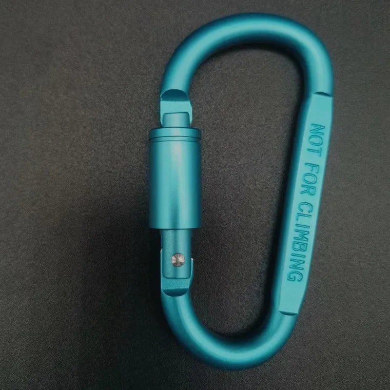 Aluminium D-type locking carabiner with 8cm flat profile in bright colour options