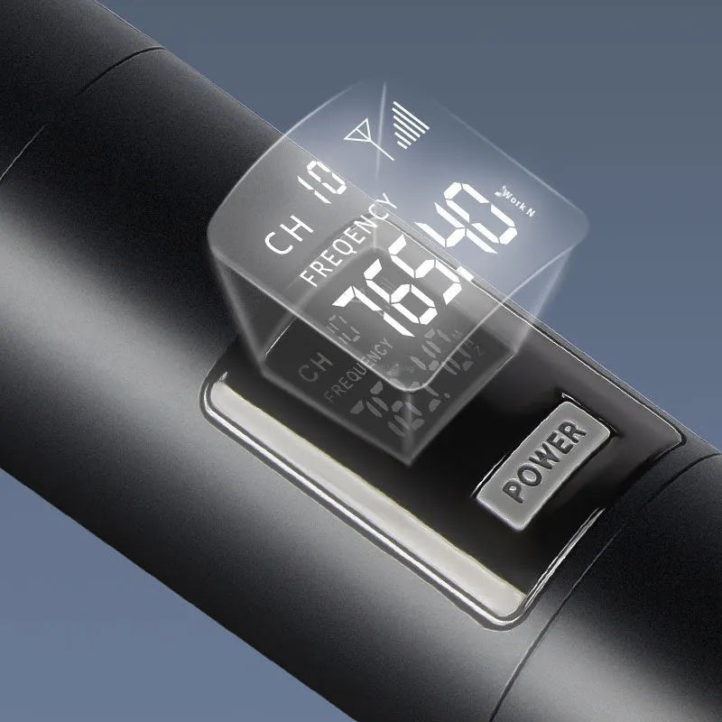 2.4G wireless microphone handheld with built-in battery and silver network noise reduction