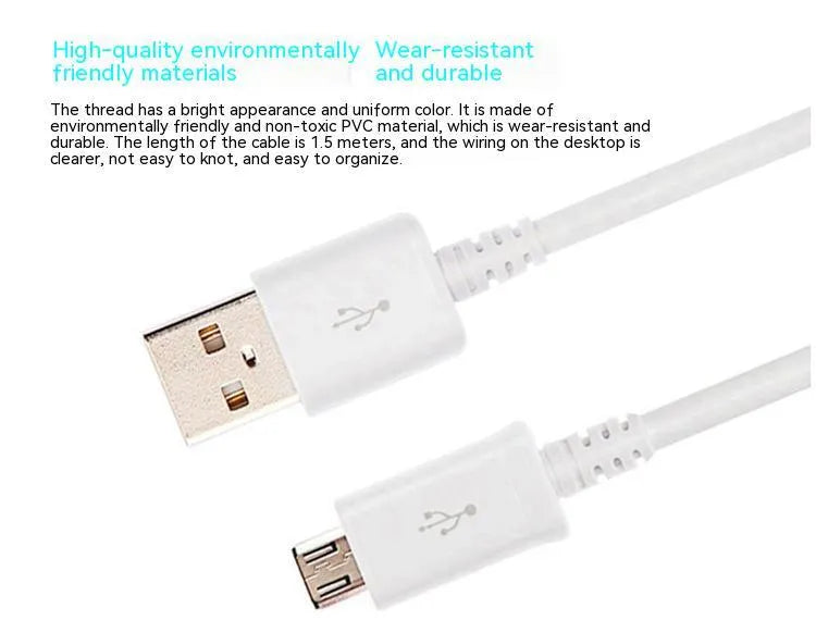 Black Android Micro USB data cable with 1 metre length for charging and data transfer