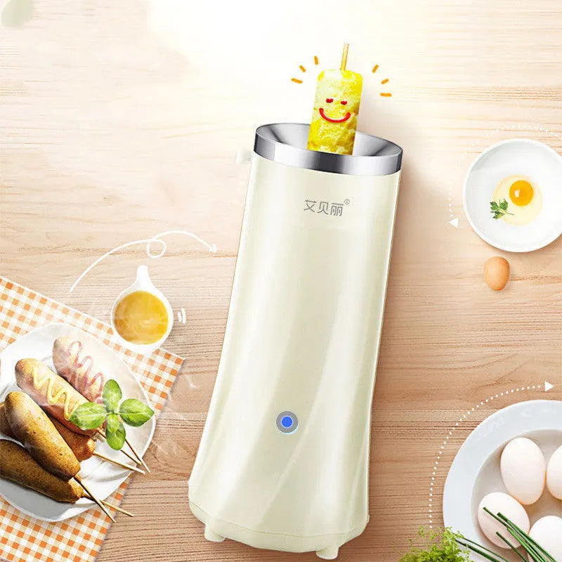 Compact beige white and green automatic breakfast machine for small kitchens