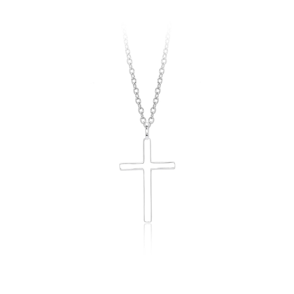 S925 sterling silver cross pendant necklace with O-shaped chain in gold plating