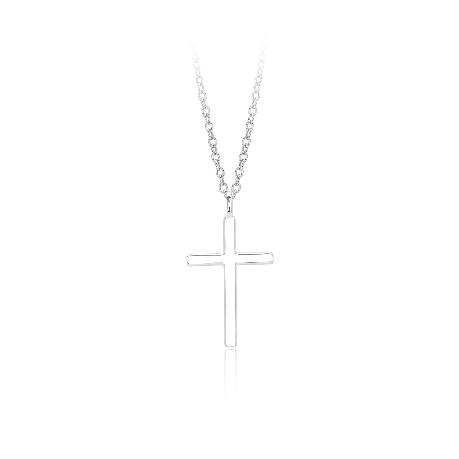 S925 sterling silver cross pendant necklace with O-shaped chain in gold plating