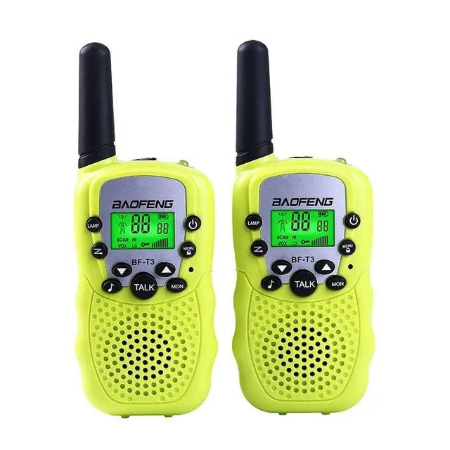 Child walkie talkie handheld radio in multiple colour options showing 22 channels