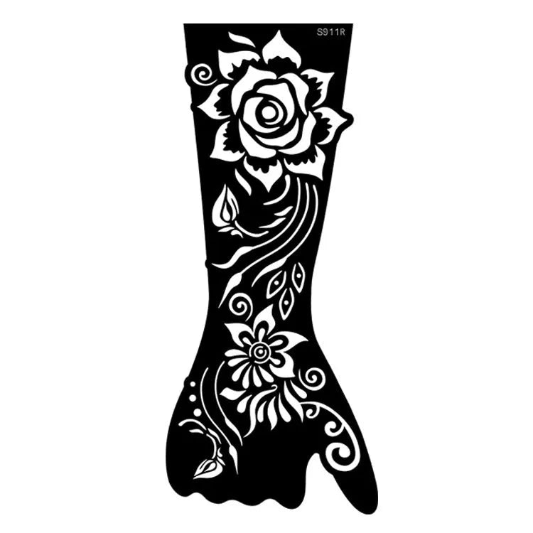 Geometric hollow template tattoo sticker with machine-cut edges and three-dimensional paper carving texture