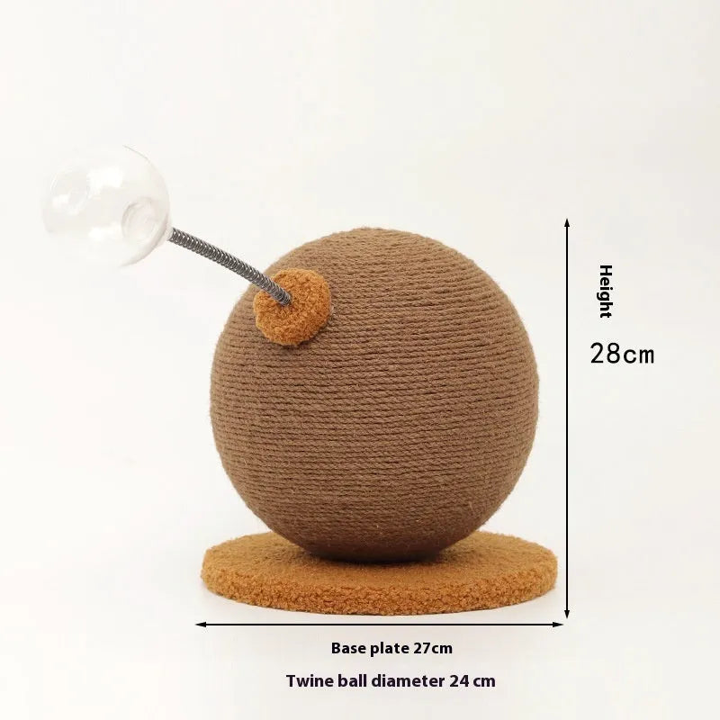 Large and small hemp rope cat scratch board with self-hi relieving tumbler in two style options.