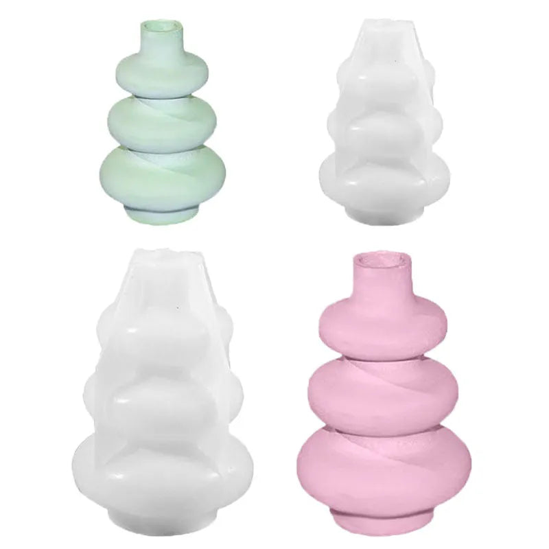 Three-layer circle vase silicone mould showing irregular shape in modern simplicity style