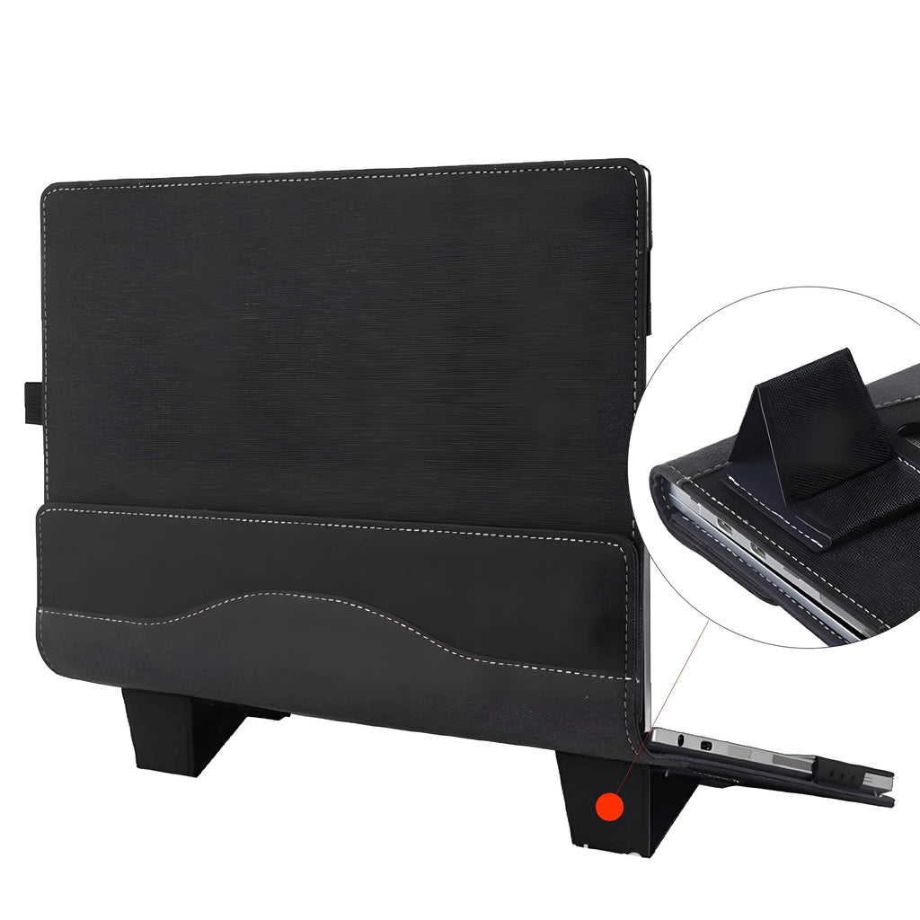 Black imitation leather protective laptop sleeve with Chinese style bracket design