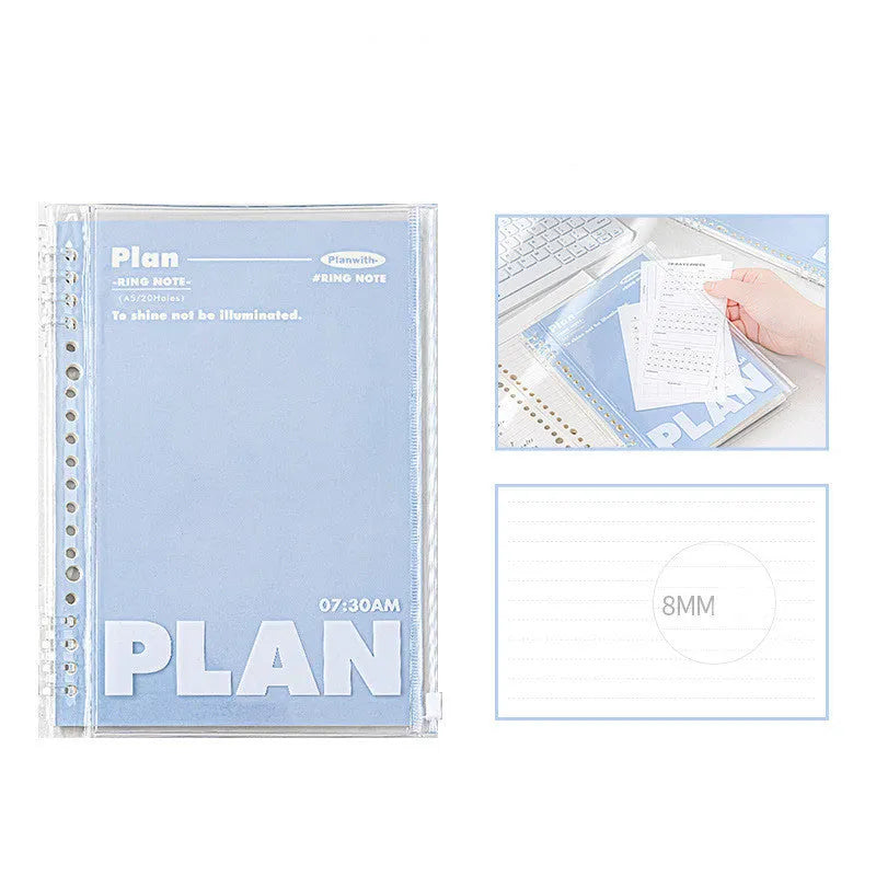A5 spiral notebook with PVC cover in white or blue colour options