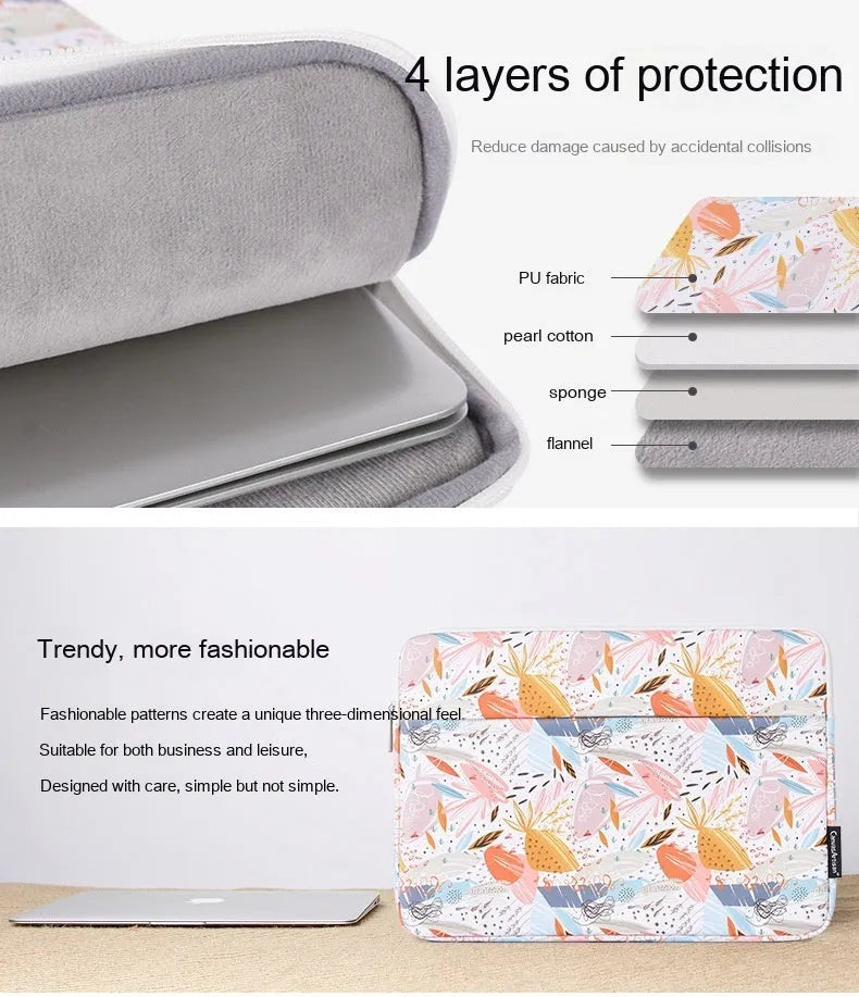 White 14 inch waterproof laptop inner bag made from PU leather with anti-shock protection