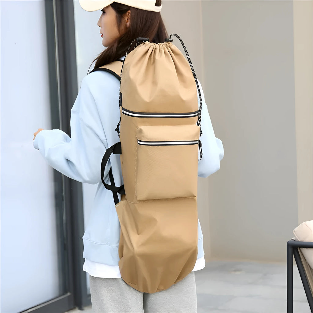 Lightweight waterproof skateboard backpack with 20-35L capacity in camouflage colours