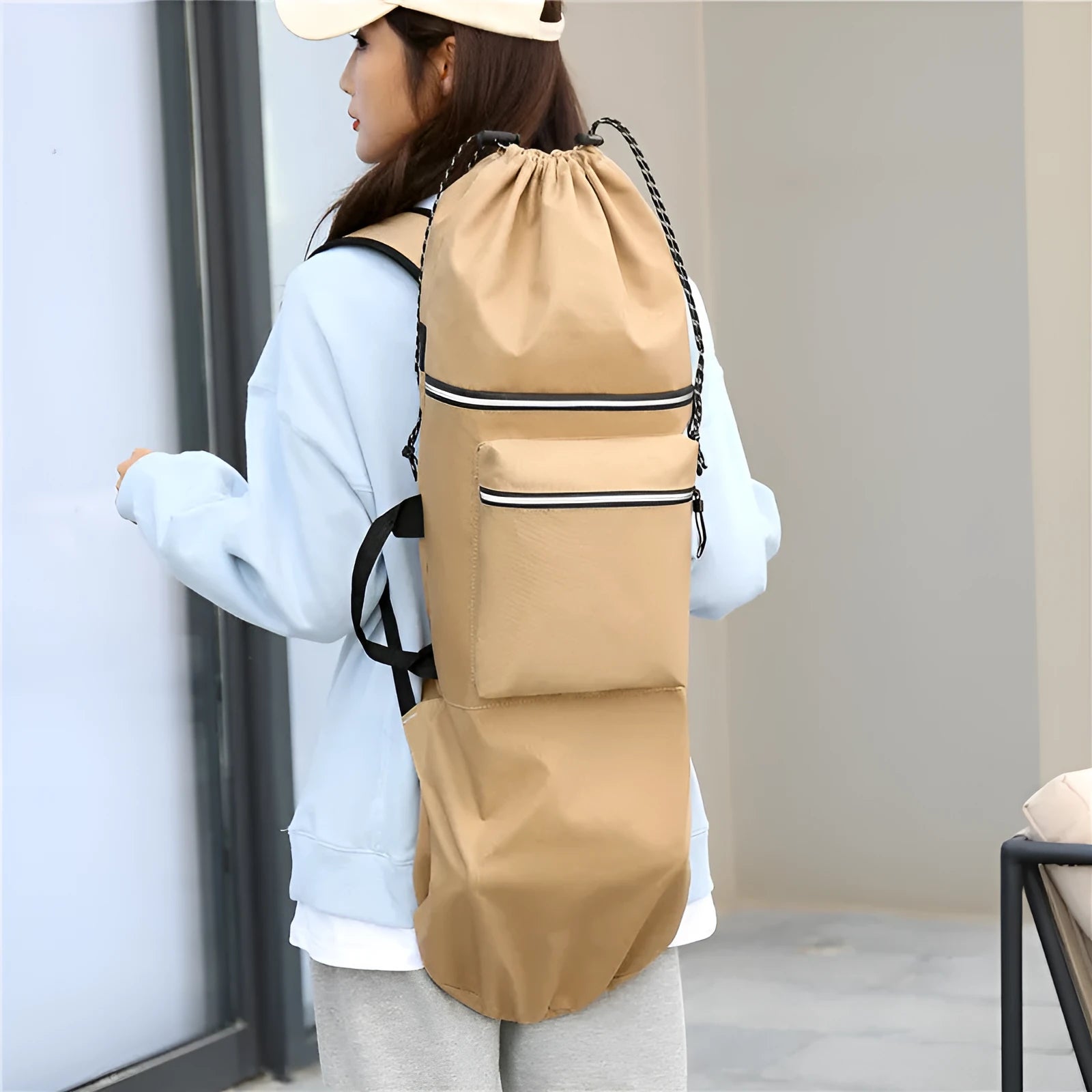 Lightweight waterproof skateboard backpack with 20-35L capacity in camouflage colours