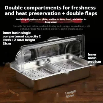 Stainless steel commercial dining plate display box with lid in multiple grid configurations
