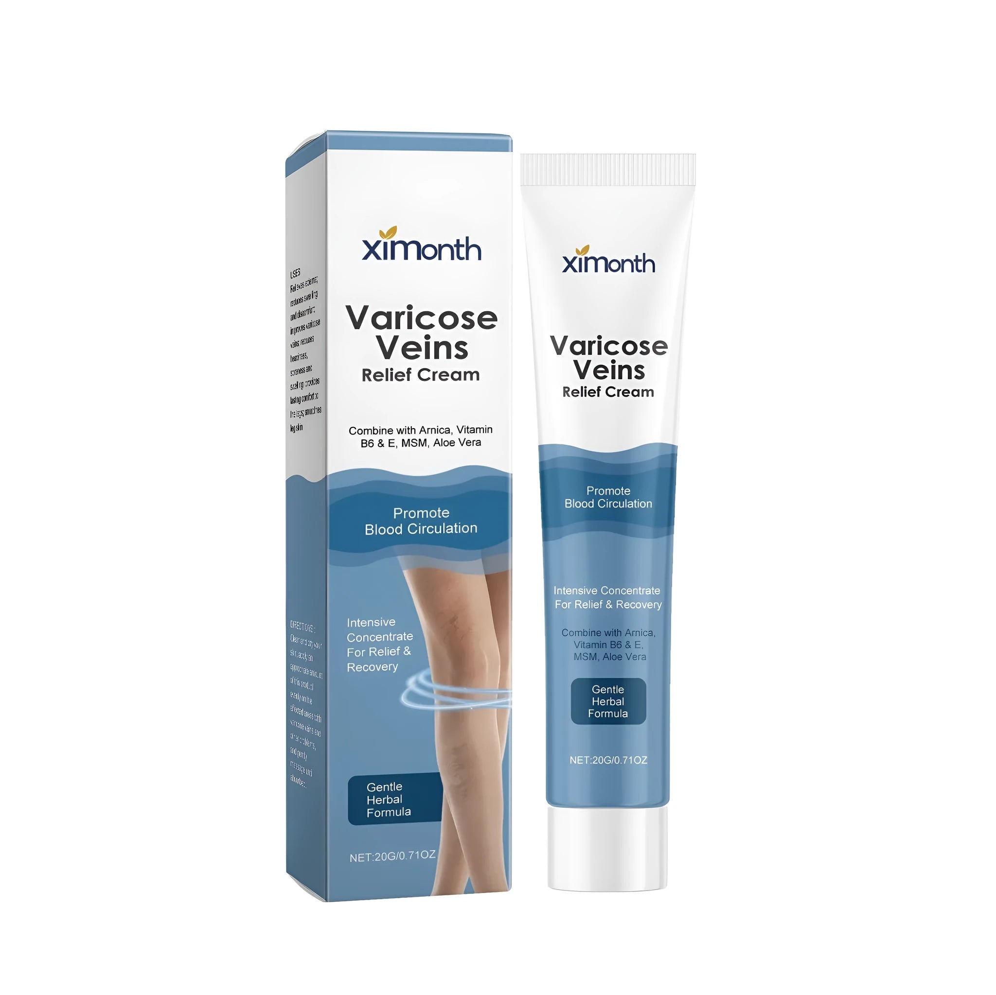 Varicose vein relief cream tube with Arnica and aloe 20g for leg care