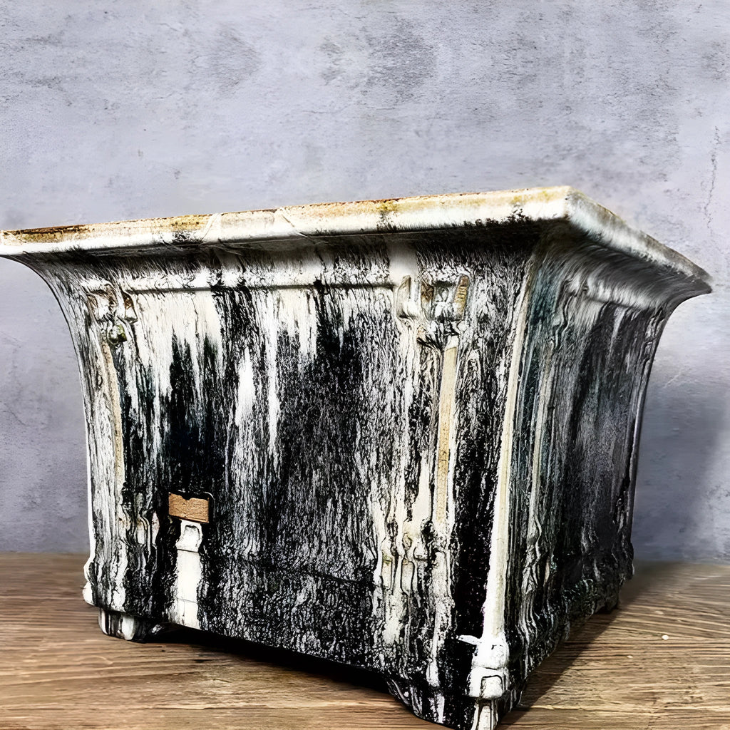 Square ceramic glazed flower pot for phalaenopsis large size 36 Shiwan green crackle glaze