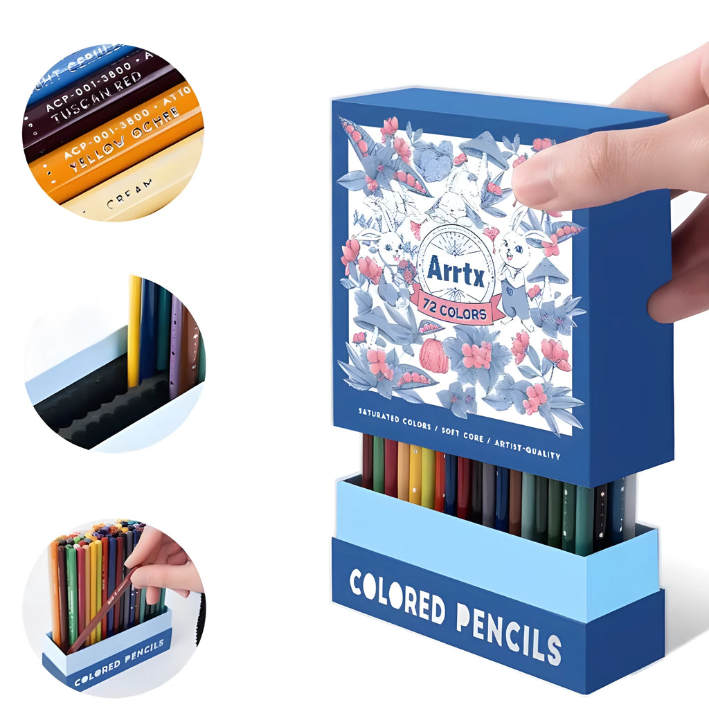 Boxed set of soft core colour pencils with basswood barrels, available in 72 or 126 colour options for art students