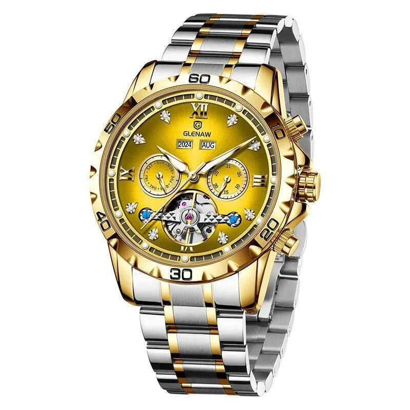 Men's automatic mechanical watch with stainless steel strap and business styling