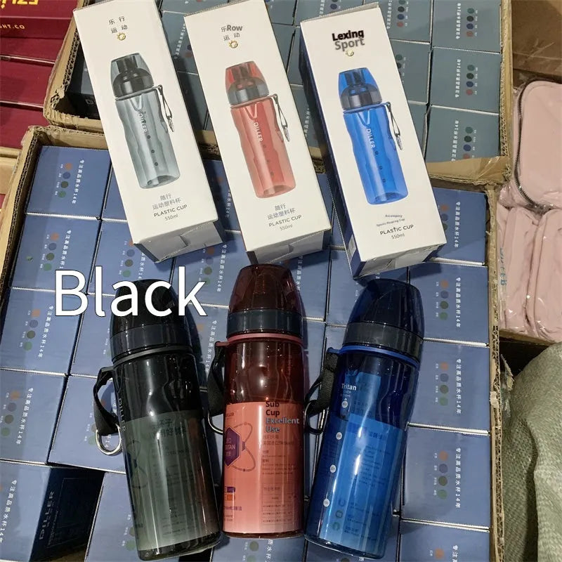 Chinese style sports water cup with tea compartment in blue, red, black, and grey colour options