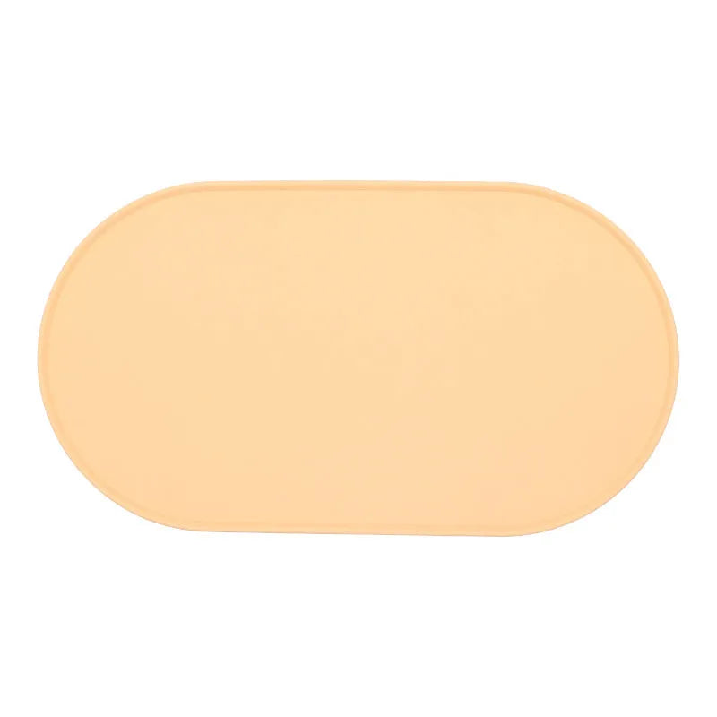 Silicone waterproof placemat for cat food and water bowls in beige colour.