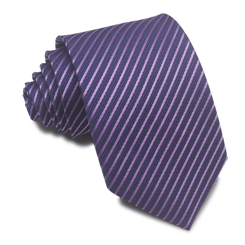 8CM wide polyester jacquard striped business tie in arrow style showing red, black, and blue colour options