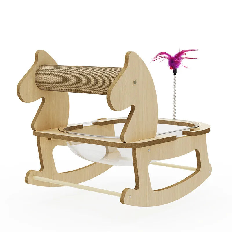 Cat bed space capsule rocking chair with hemp rope column and MDF frame showing simple style