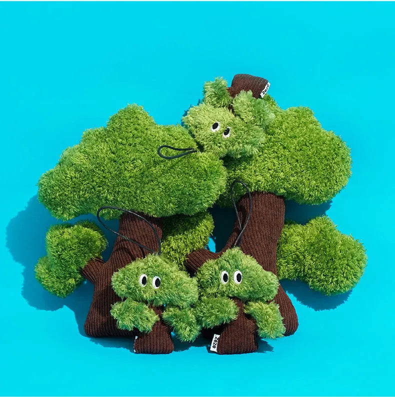 Pine tree shaped cat mint toy with dangling tease stick for chewing and interactive play