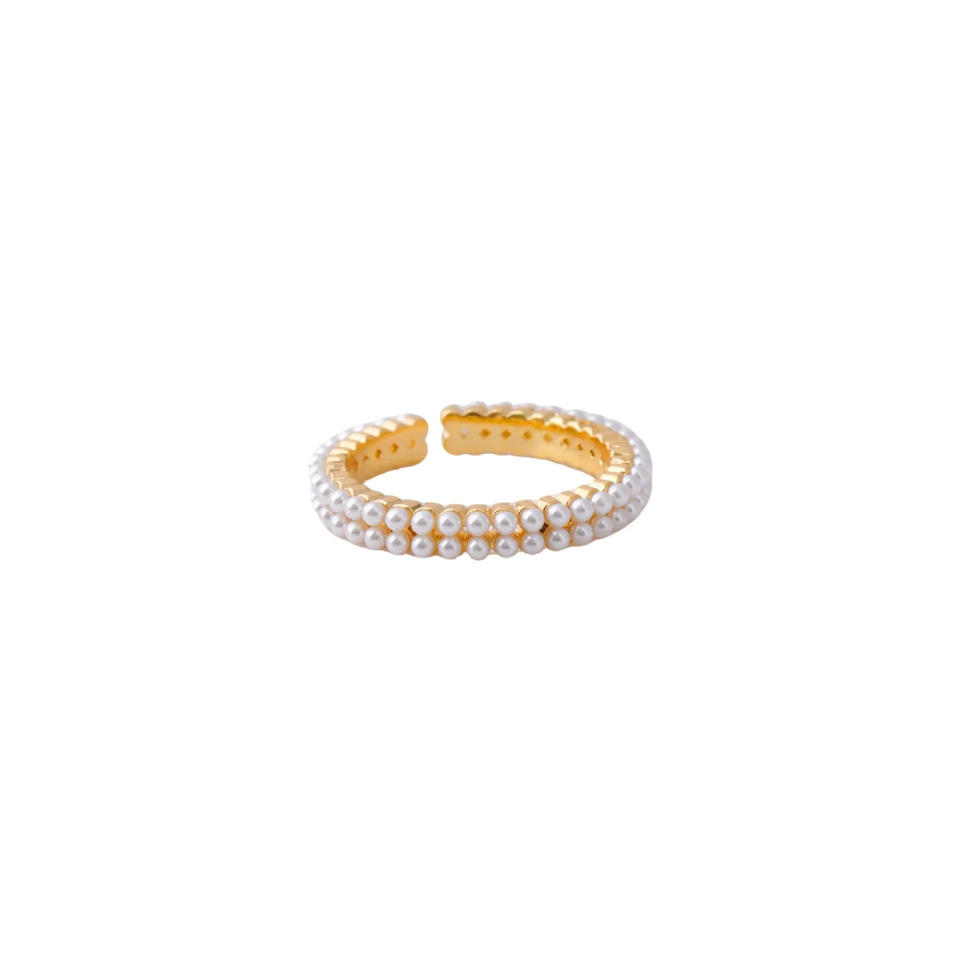 Gold geometric open-mouth women's ring with electroplated copper construction