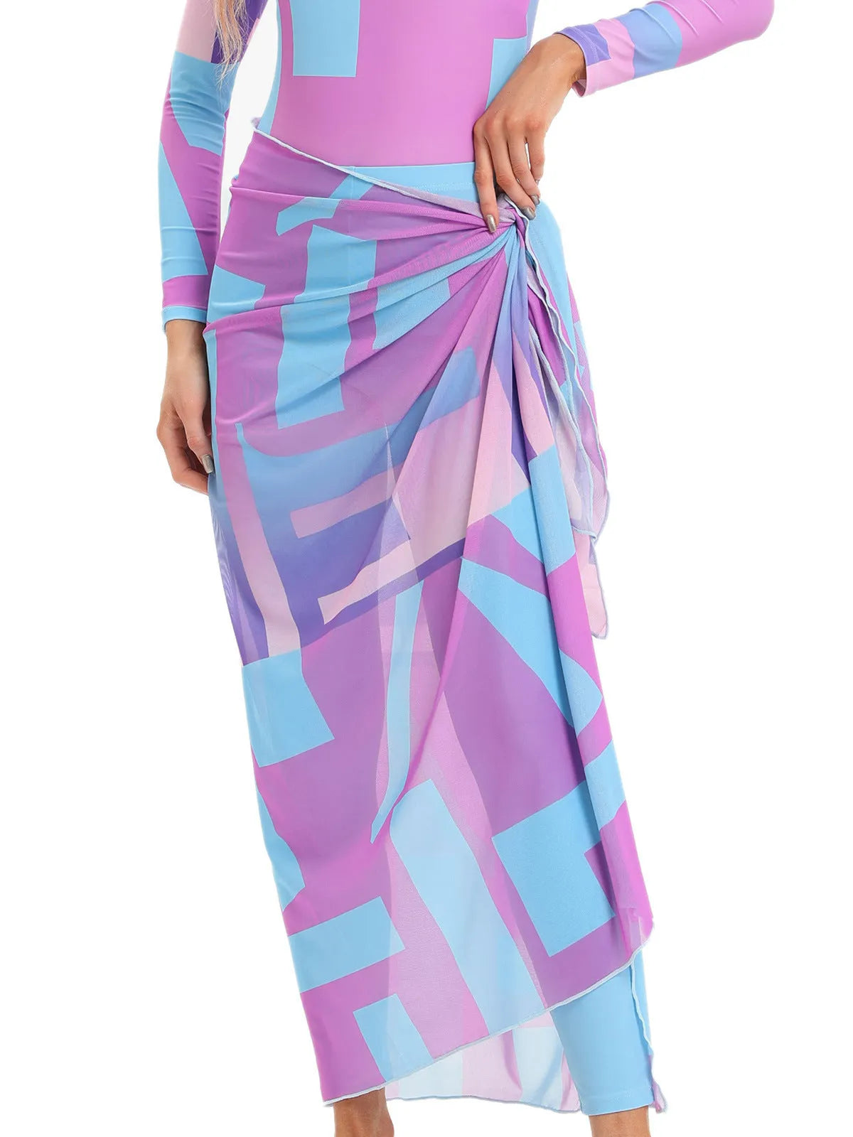 Conservative Muslim swimsuit three-piece set with apron in polyester fabric for swimming
