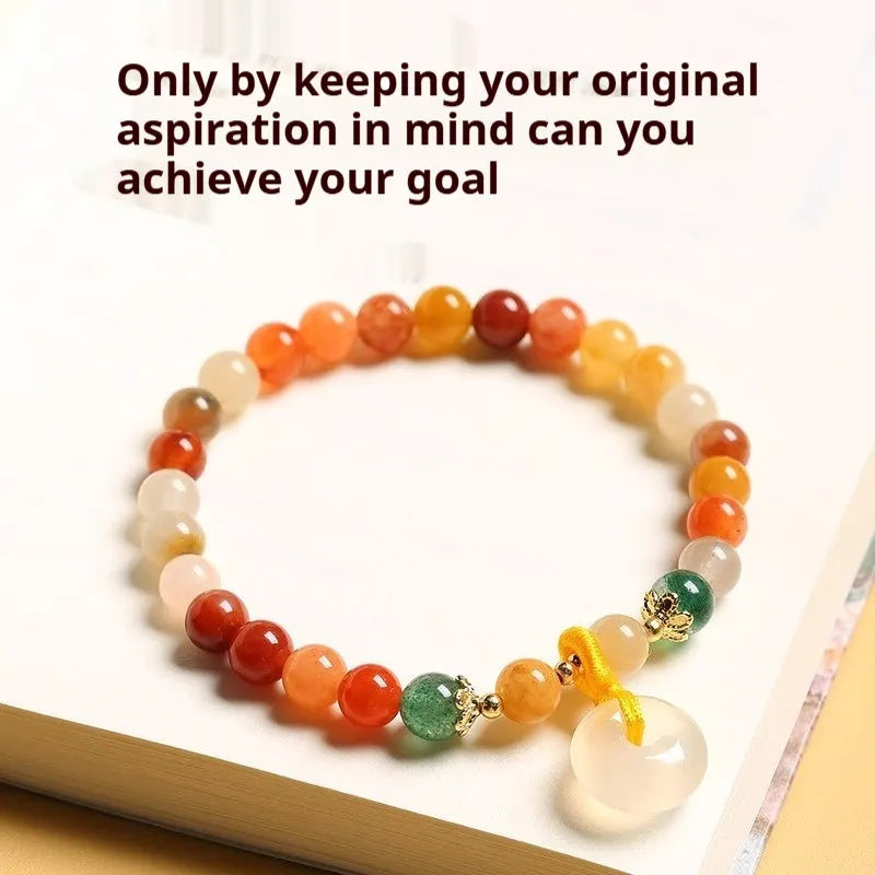 Handmade natural jade and agate bracelet with safety buckle and peace clasp.