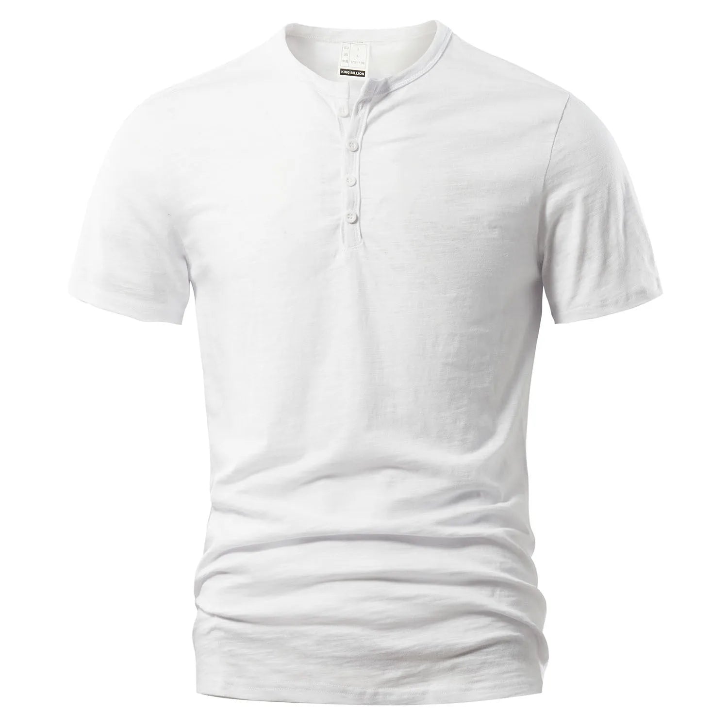 Men's solid colour slub cotton short sleeve T-shirt in British-style pullover design.