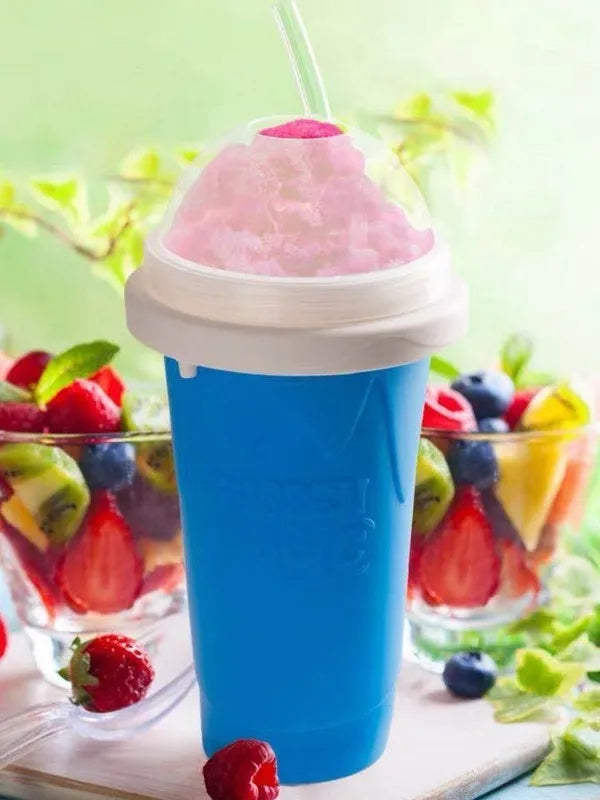 Blue quick refrigeration pinch cup with double-layer construction for fast drink cooling
