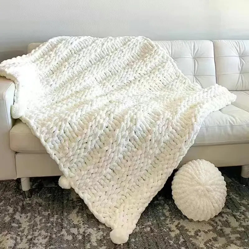 Coarse yarn chenille knitted braided gravity blanket in modern simple style